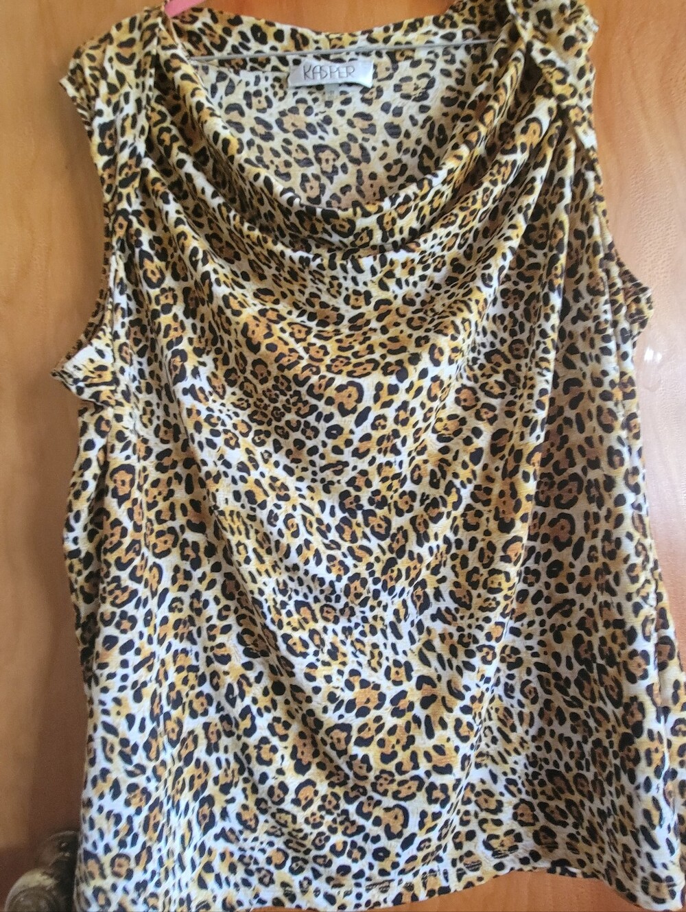 Kasper Leopard Print Cowl Neck Tank - Yellow & Black